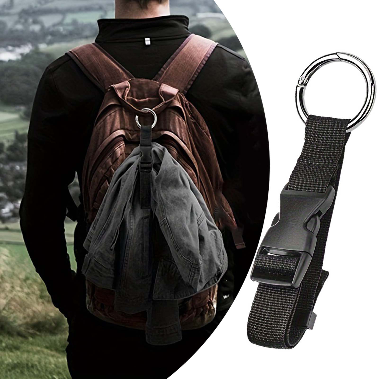 Mochila com alça fixa para bagagem de viagem, alça externa portátil com fivela de liberação, alça de bagagem, cinto, suporte para jaqueta