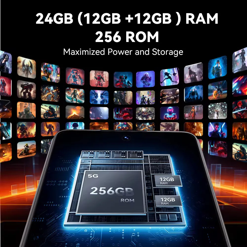 CUBOT MAX 5 5G Smartphone MTK Dimensity 8200 Octa Core 6.95" 144Hz Screen 24GB(12GB+12GB)RAM+256GB ROM Android 14 Smart Phone