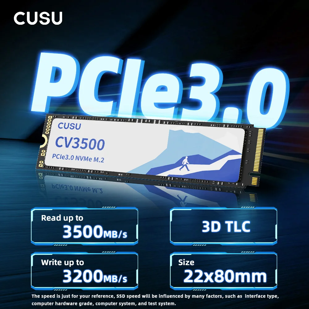 CUSU M2 SSD 256GB 512GB 1TB 2TB SSD NVMe PCIe3.0x4 M.2 2280 TLC Unidad de estado sólido interna para computadora portátil de escritorio