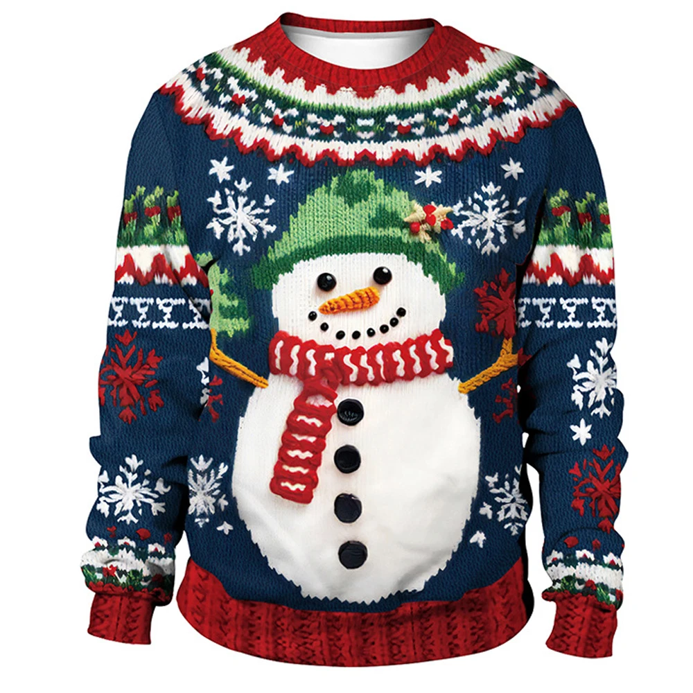 Männer Frauen Weihnachten Sweatshirt 3d Weihnachten Schneemann Schneeflocken drucken hässlichen Weihnachts pullover Unisex Pullover Urlaub Party Pullover Tops