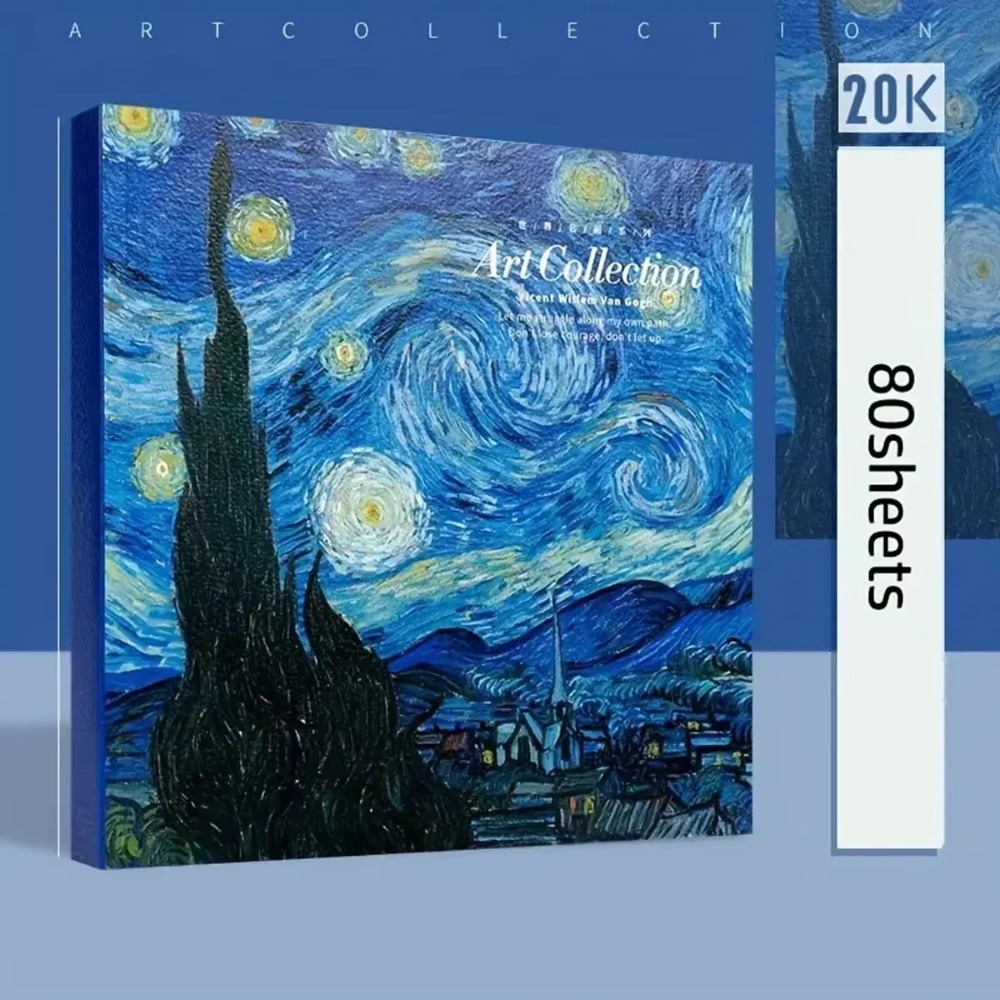 80 hojas de cuaderno de bocetos grueso, pintura por imagen al óleo, dibujo artesanal, libro de bocetos en blanco, pintura de crayón, suministros de papelería artística