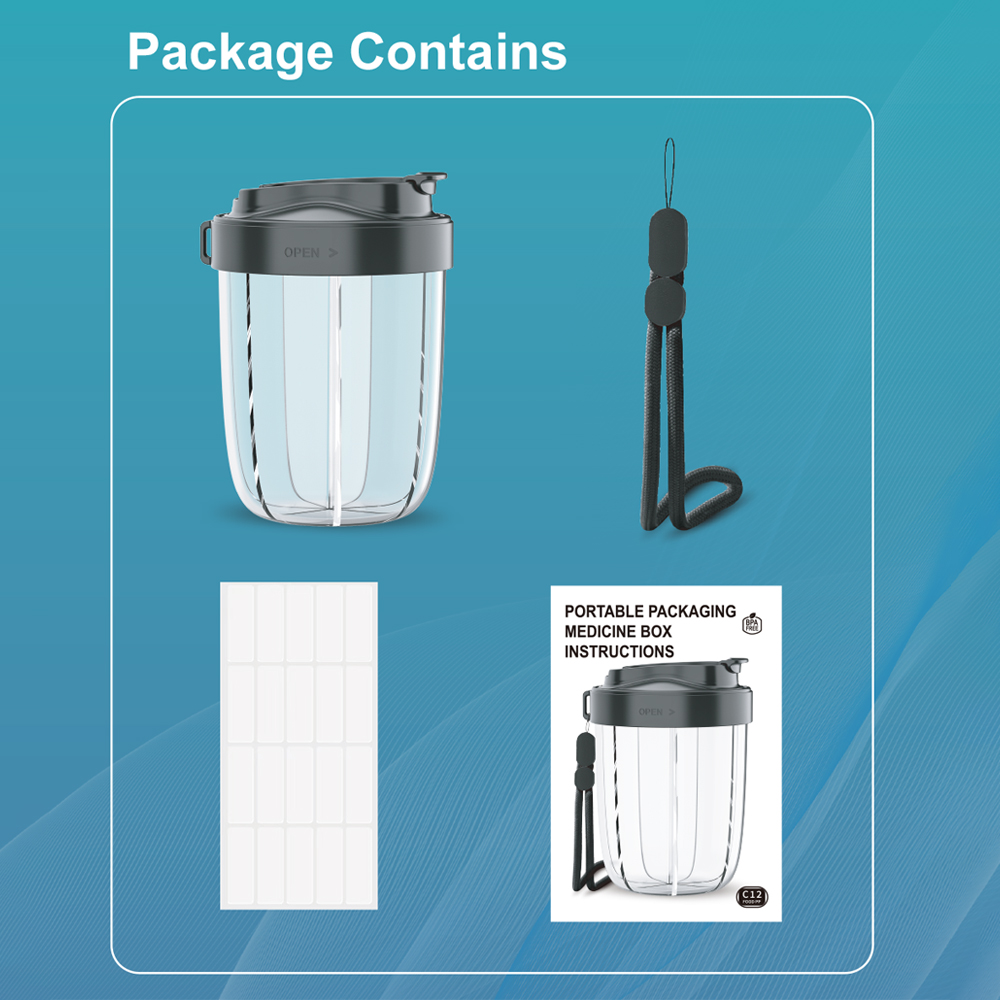 7 Grids Large Pill Cup Bottle Organizer Supplement Organizer for Holding 7 Various Vitamins Travel Pill Case Box Straw Container