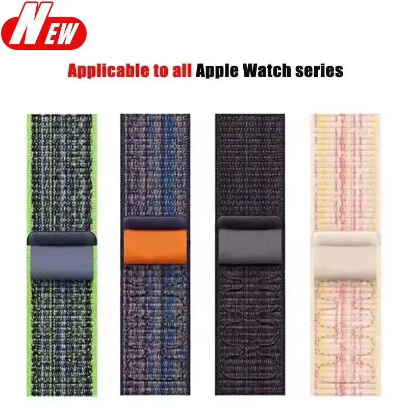 Nylon Loop For Apple Watch Strap 45mm 44mm 49mm 46mm 40mm 41mm 38mm 42mm Correa Bracelet iWatch Series 10 ultra2 6 Se 7 8 9 band