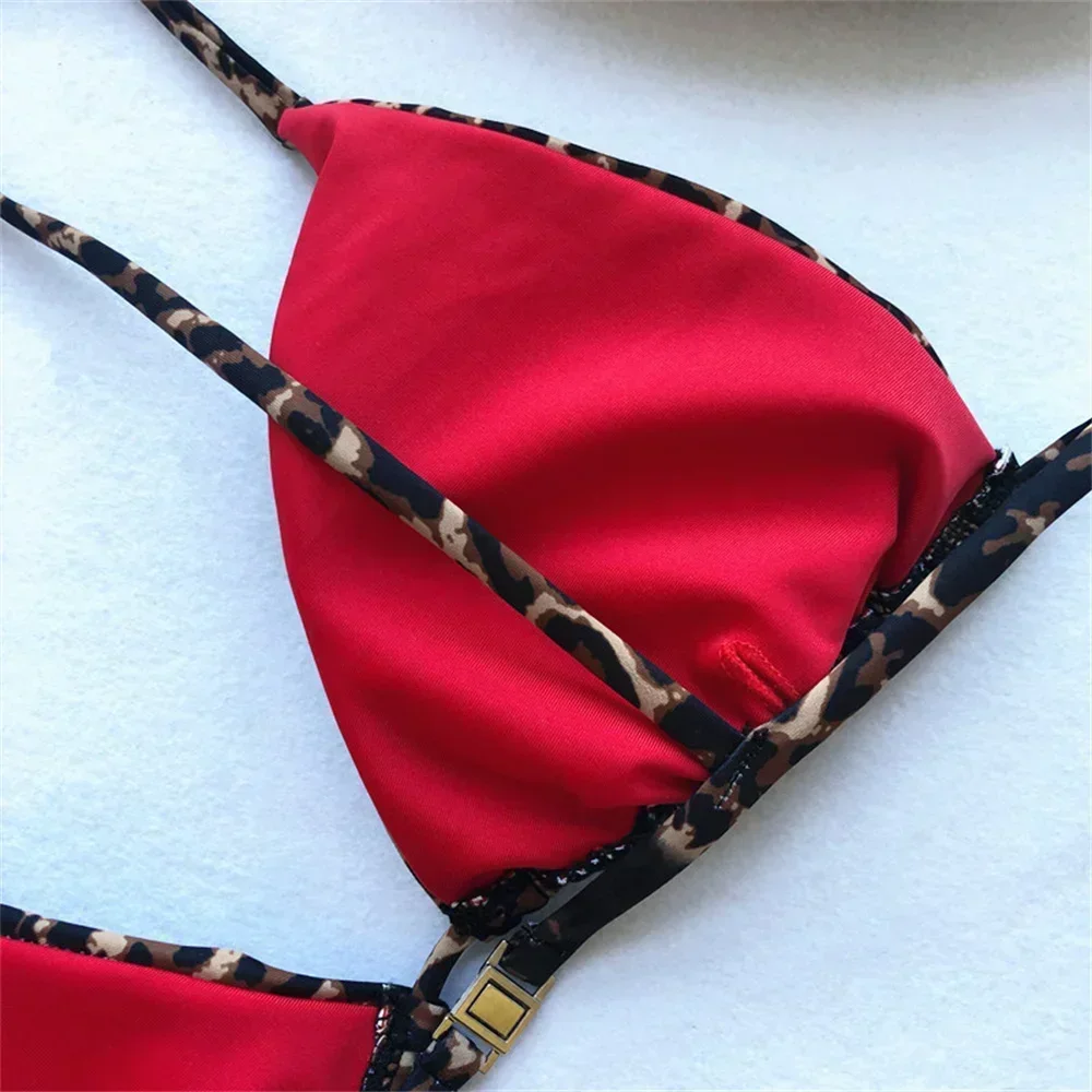 Maillot de bain deux pièces imprimé léopard, sexy, string, bikini, crochet au dos, push-up, triangle, tanga, brésilien, pour la plage