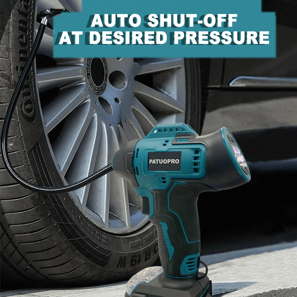 PATUOPRO 2 In 1 Electric Air Pump Cordless Automatic Inflator Tire Air Compressor Power Tool For Makita 18V Battery(No Battery)