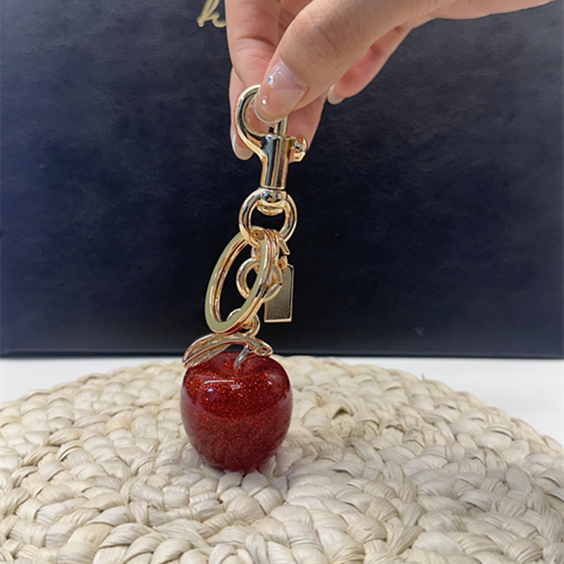 For Coach Handbag Shoulder Bag Red Crystal Cherry Pendant Decoration Exquisite Keychain Attachment Part