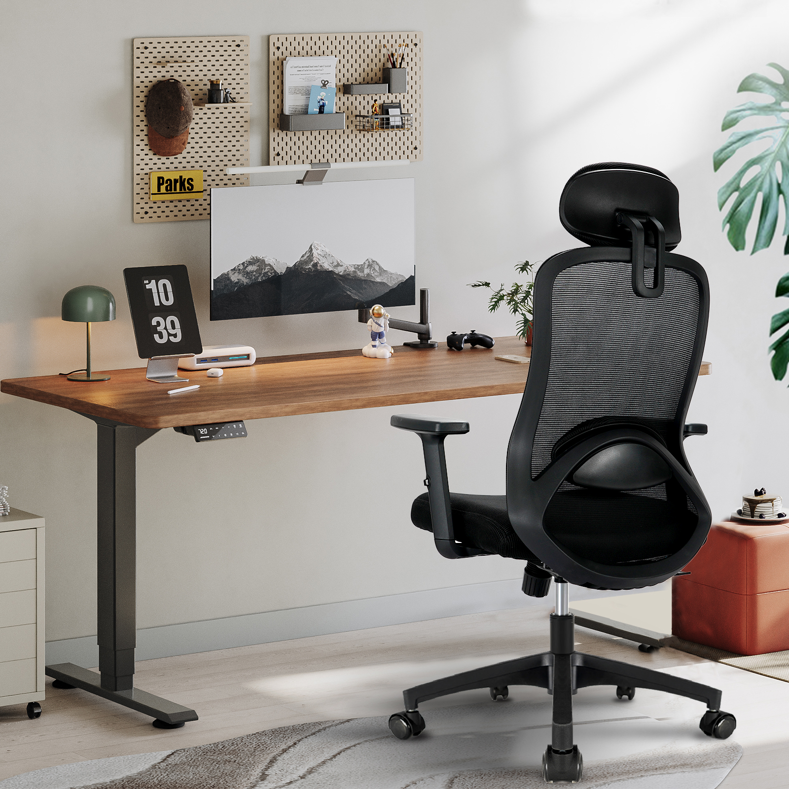 Ergonomischer Computer-Schreibtischstuhl von Milacyee, Home-Office-Stuhl mit hoher Rückenlehne, verstellbarer Kopfstütze und Lordosenbüro hat eine 90er Jahre ° -130 °   Recl