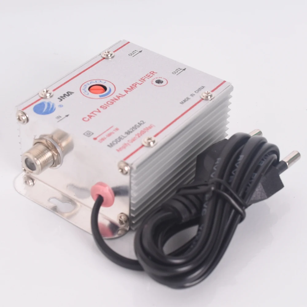 CATV SIGNAL AMPLIFIER DTMB Digital TV Signal Amplifiers 8620SA2 20dB Gain 1 in 2 EU Plug 220V