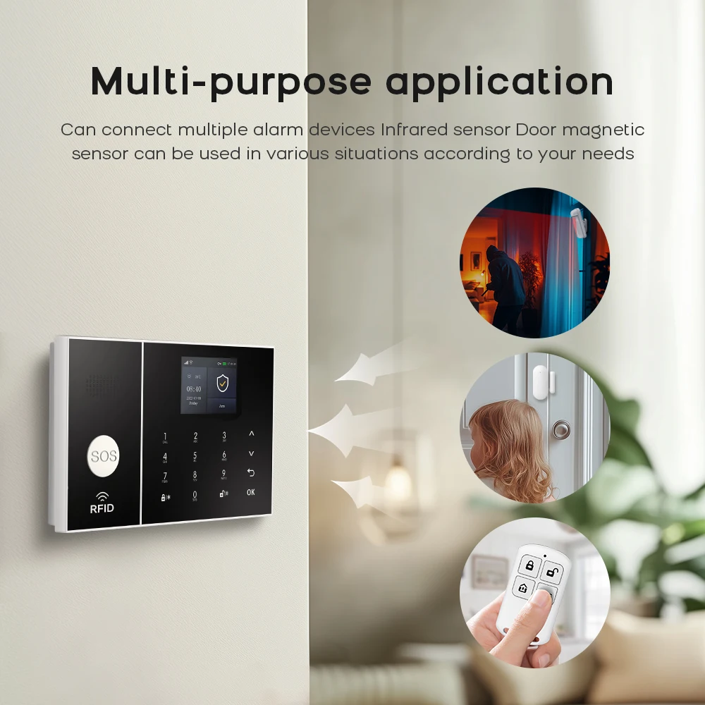 PGST TUYA Home Alarm System Smart Life APP Arbeit Alexa Google WIFI 4G Drahtlose Sichere Sicherheit für Haus 433 MHz