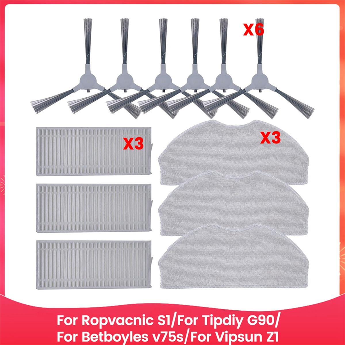 Kit d'accessoires BABQ pour ROPVACNIC S1, pour Tipdiy G90, pour Betboyles V75S, pour pièces de rechange pour aspirateur Robot VIPSUN Z1