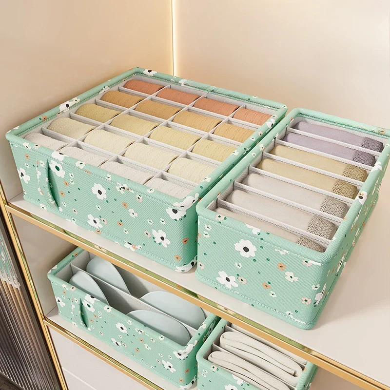 1pc Dark Grey Underwear Storage Box Socks Underwear Storage Drawer Division Multifunctional Household Wardrobe Classification