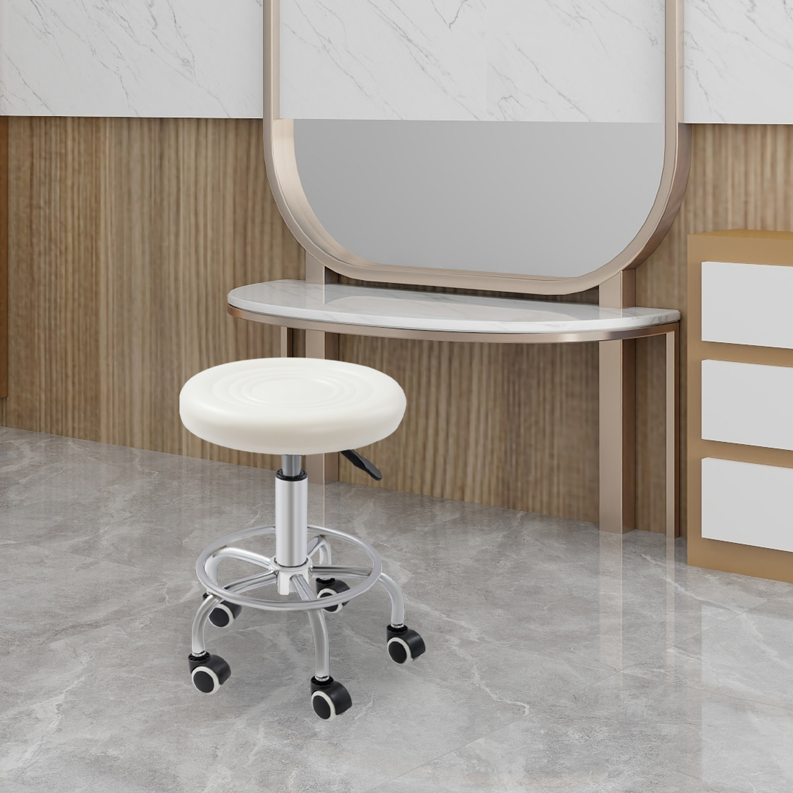 Silla de Bar elevable y giratoria, taburete giratorio, taburete redondo rodante, taburete ajustable en altura para salones de belleza, barras de masaje