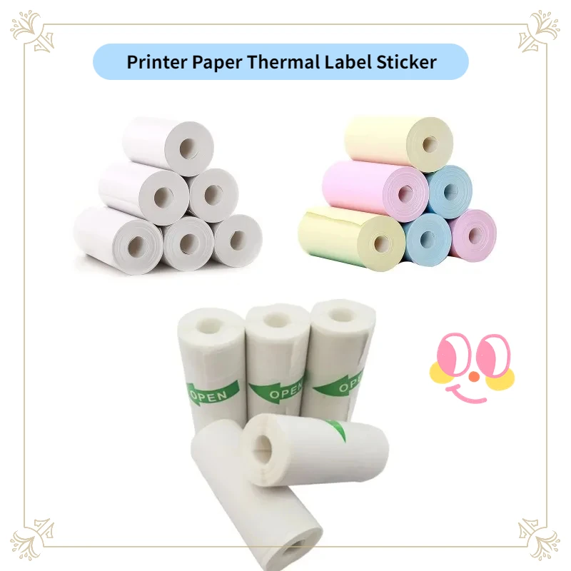Mini imprimante papier 57x25mm étiquette thermique autocollant couleur Photo blanc papier auto-adhésif pour Mini imprimante Mobile de poche Portable