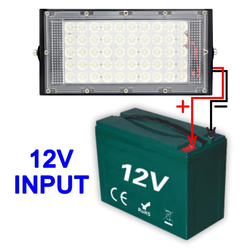 DC 12V-85V 50W Led Flutlicht Outdoor Flutlicht Scheinwerfer 12v Volt Reflektor Led Tragbare sicherheit Licht Verbinden mit Batterie