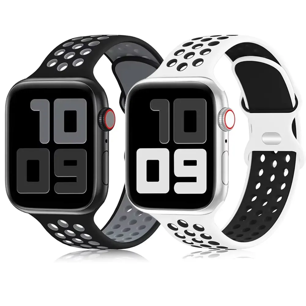 Pulseira esportiva para apple watch, pulseira de silicone 44mm 45mm ultra 2 49mm 40mm 41 42mm 45 44mm série iwatch 10 9 8 se 7
