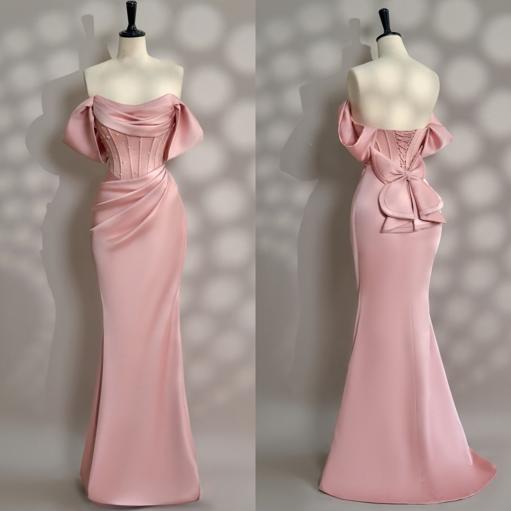 Moda personalizada plissado lantejoulas sereia fora do ombro vestidos longos vestidos de celebridades de alta qualidade clássico formal moderno estilo