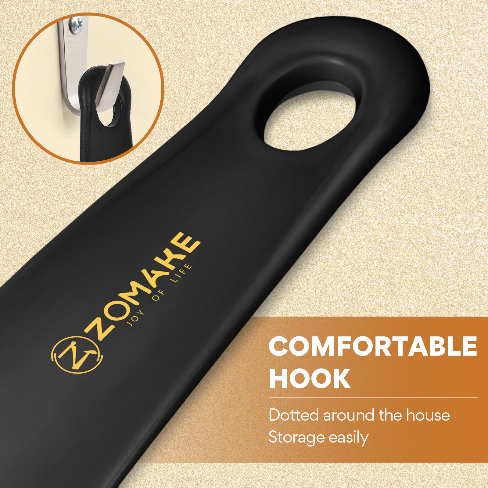 ZOMAKE 7.3in cornes de chaussures en plastique durables professionnel noir corne de chaussure cuillère forme Lifter Flexible poignée robuste aide paresseuse