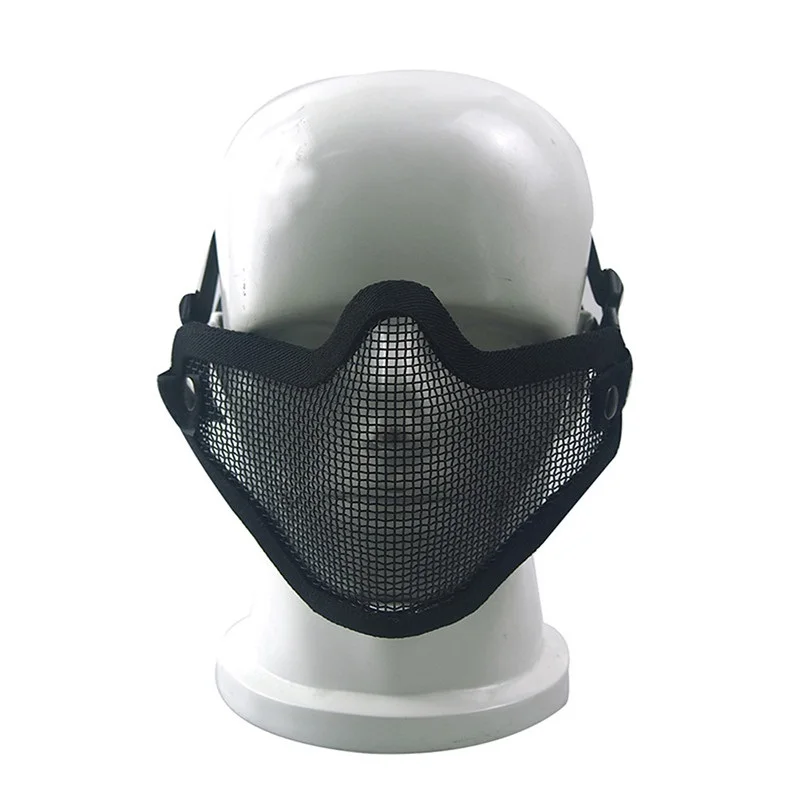 zlangsports Tactical Half Face Airsoft Mask Metal Net Dual Strap Adjustment CS Wargame Protective Masks