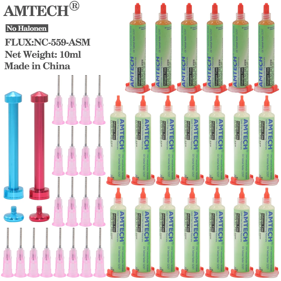 100% AMTECH NC-559-ASM Thông Lượng 10 Vệ Sinh-Miễn Phí Thấp Khói BGA Bộ Hàn Thường Được Sử Dụng Năm 559 Từ Thông Gửi tăng Áp