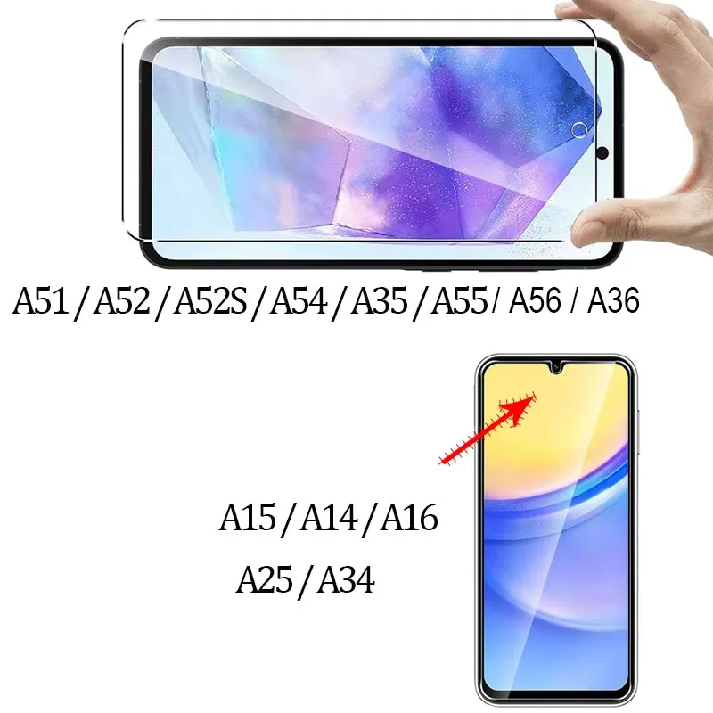 Pellicola 9H per Samsung A15 A16 A56 A36 A14 A25 A24 A55 A53 A52 A52S A51 A34 A35 vetro temperato Samsung Galaxy A15 screen protector