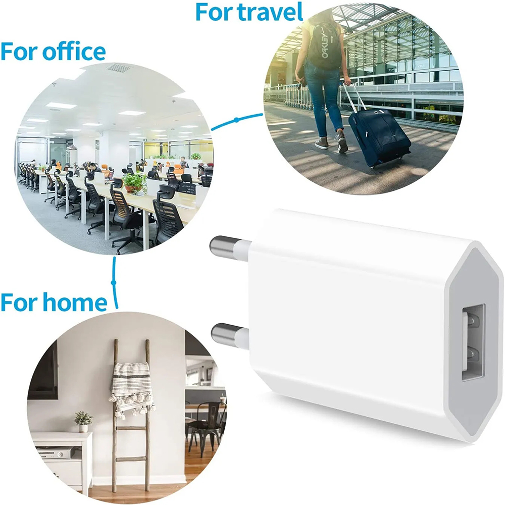 5V/1A USB Home Travel Charger 1-5Pcs EU Plug Power Wall Adapter Mobile Phone Charger Power Adapter For iPhone Samsung Xiaomi 14