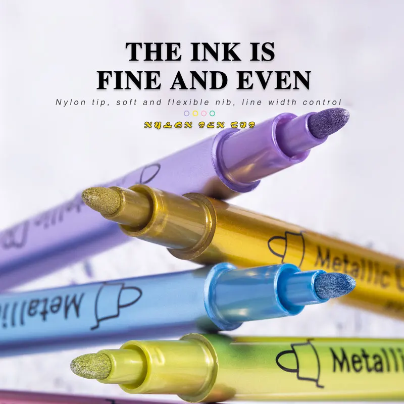 Pennarelli metallici da 12 colori Penne per vernice oro argento per carta nera, vetro, pittura su roccia, album di ritagli di zucca di Halloween