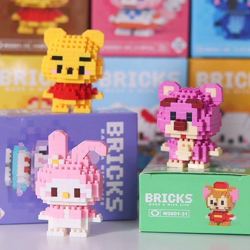 Disney 108 estilo Stitch LinaBell Hello Kitty bloques de construcción princesa dibujos animados Figrues ladrillos juguetes de montaje para niños modelo regalo
