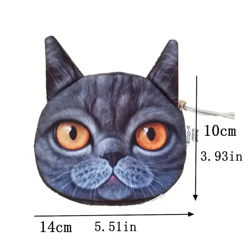 かわいい漫画 3D 猫ぬいぐるみ小銭入れ、動物猫コインバッグミニチュア子供用財布スナックおもちゃ収納袋