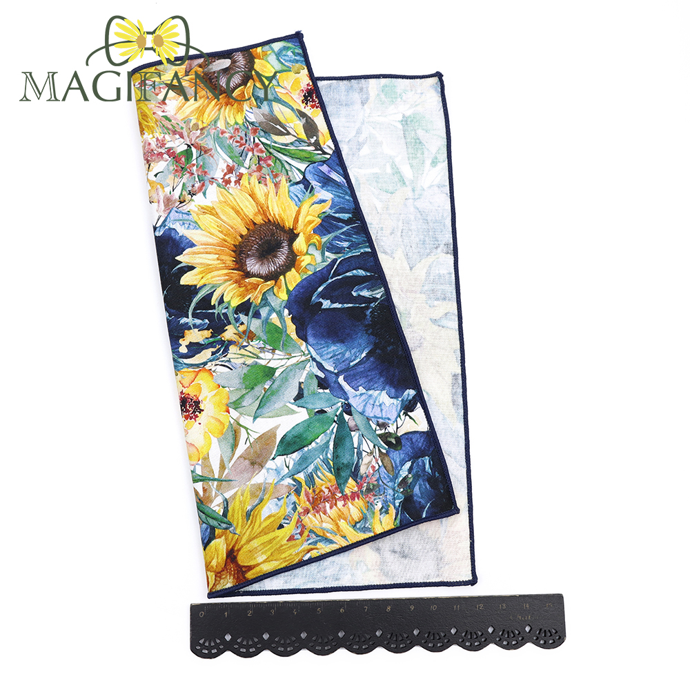 ใหม่ Vintage Garden ภาพวาดสีน้ํามัน 23 ซม.ผ้าเช็ดหน้าผ้าฝ้าย 100% Sunflower ผู้หญิงผู้ชายงานแต่งงานชุดพ็อกเก็ตสแควร์ของขวัญอุปกรณ์เสริม