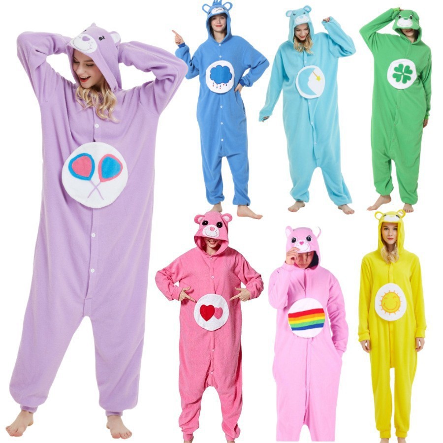 Tier Cartoon Bär Kigurumi Overall Pyjamas Erwachsene Polar Fleece Mit Kapuze Onesies Nachtwäsche Hause Tragen Halloween Cosplay Kostüme