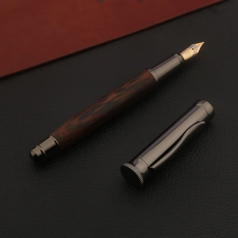 1pc caneta fonte de madeira padrão pele tigre arma cinza papelaria material escolar escritório nova caneta tinta