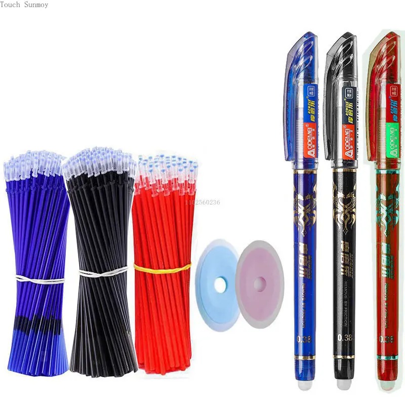 26 Pçs/set Kawaii Canetas Apagáveis Azul/preto/vermelho 0.35mm Caneta Gel Tinta Gel Papelaria Escola Escrita Suprimentos para Notebook Escritório Stu
