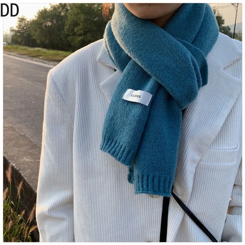 Bufanda suave y Lisa Simple para hombre, Otoño Invierno, tejido de lana, moda coreana para parejas, silenciador térmico grueso y cálido, chal para hombre