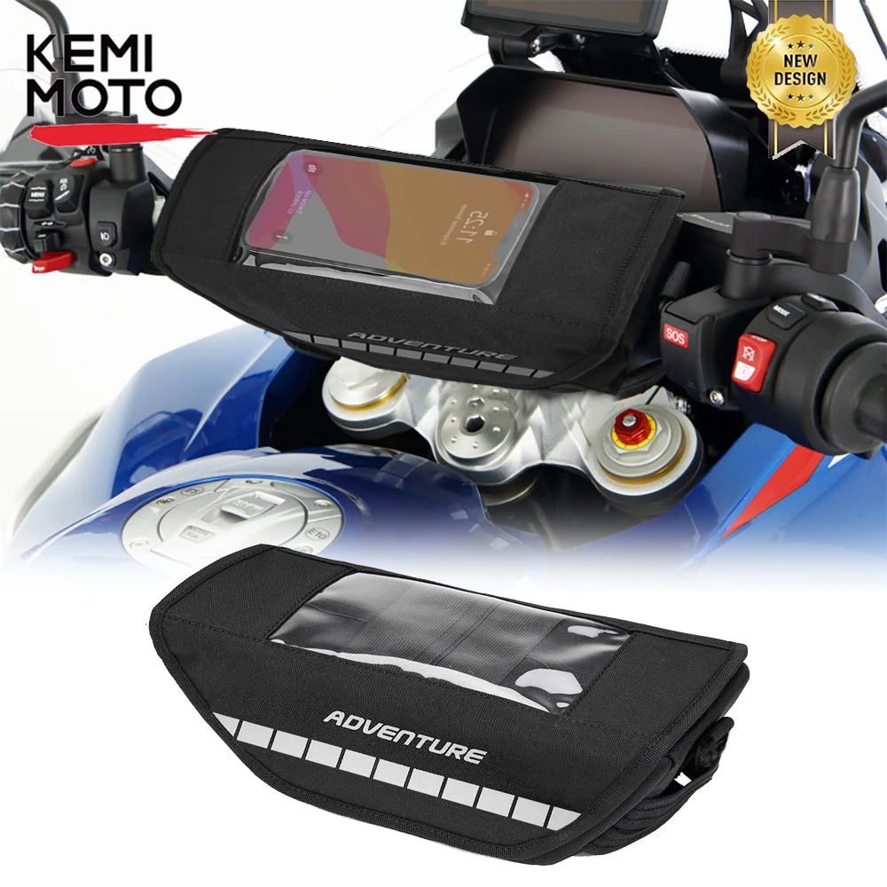 Bolsa universal para guidão de motocicleta, bolsa de armazenamento de telefone com tela sensível ao toque para bmw r1200gs r 1250gs para suzuki e kawasaki