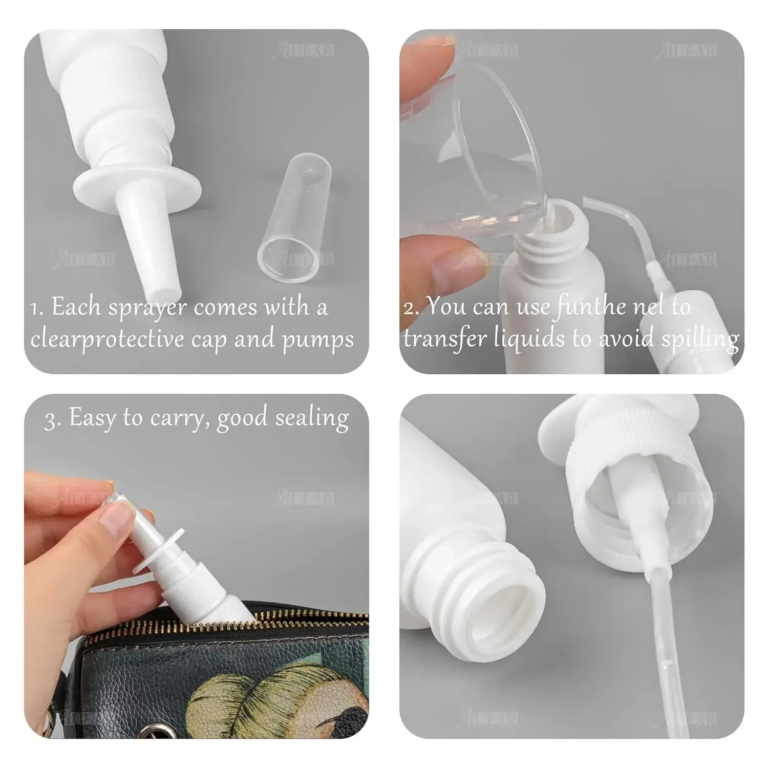 5PCS 10ml-60ml Leere Nasenspray Pumpe Weiß Kunststoff Spray Flaschen Nebel Nase Nachfüllbare Flasche Verpackung zubehör