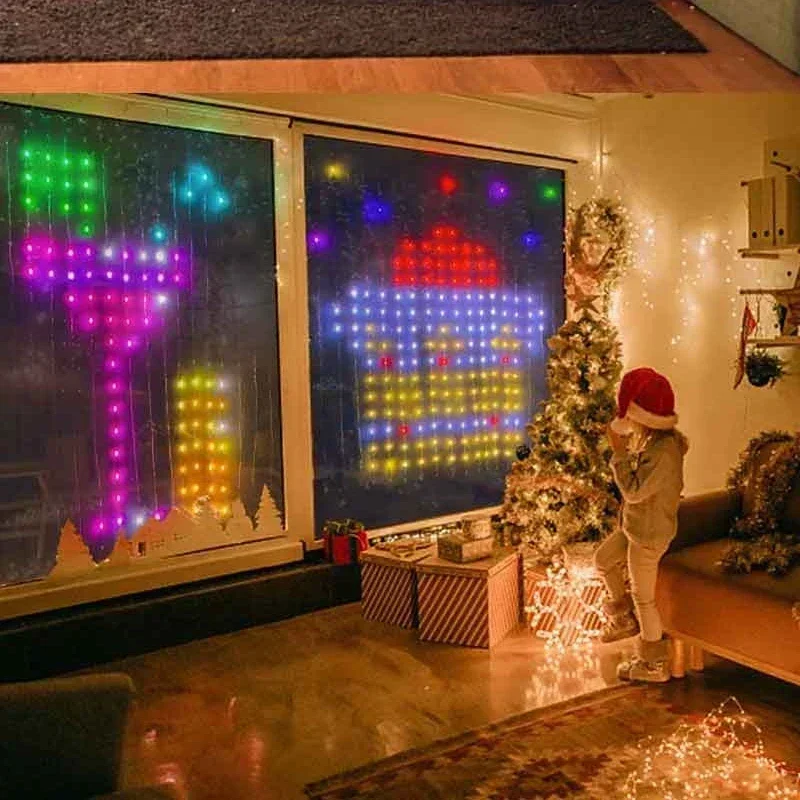 Inteligentne kurtyny LED USB Bluetooth sterowane aplikacją, sznur świetlny RGB DIY, dekoracja okienna do sypialni, Cortinas Led Inteligentes