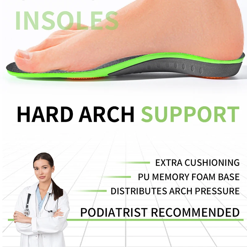 Plantillas de soporte para el arco, almohadilla ortopédica para los pies, elástica, resistente al desgaste, con absorción de impacto