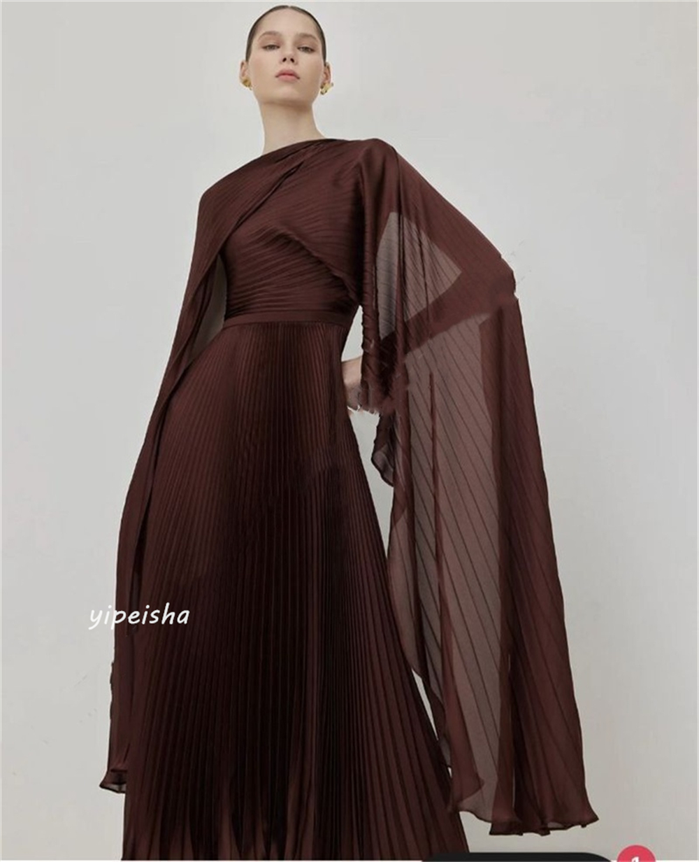 Customized  Evening Jersey Ruched  A-line High Collar Bespoke Occasion Gown Midi Dresses