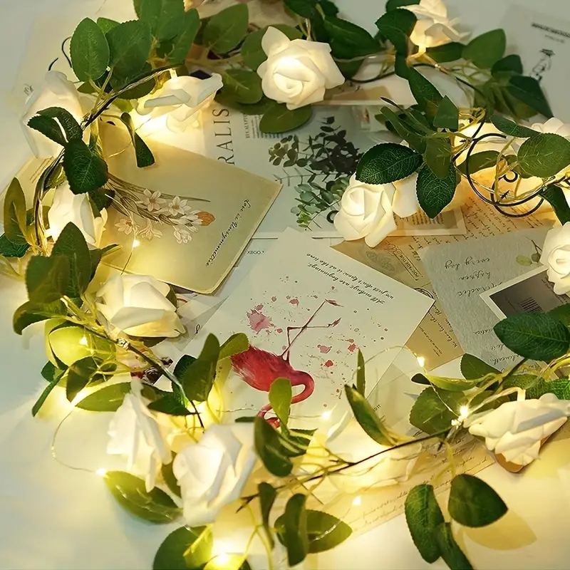 1 szt. 10 LED Lampki Sznurowe Róża Kwiat Zasilane Bateriami Lampka Nocna Róża Kwiat na Ślub Walentynki Imprezę Dekoracja Girlandy