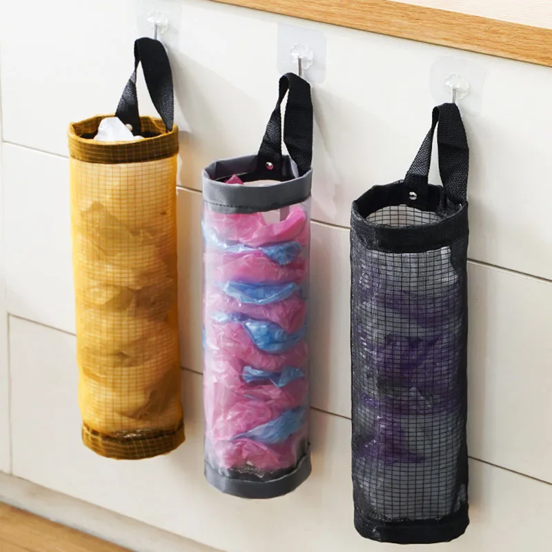 ​​Wall-Mounted Bag Dispenser- Kitchen Organizer Holds 100+ Trash Bags,Nylon Storage Pouch with Metal Grommets for Pantry/Laundry