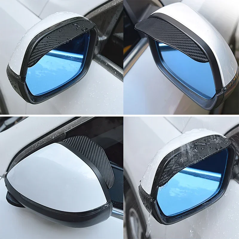 2 ชิ้นกระจกมองหลังรถยนต์กระจก Rain Rain Shield Snow Guard Sun Visor Auto ด้านหลัง Shade Protector กันฝนใบมีดสติกเกอร์
