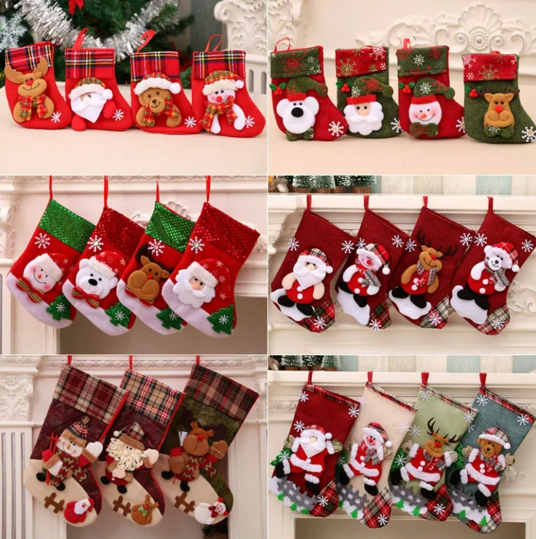 Conjunto de decoración navideña de medias navideñas