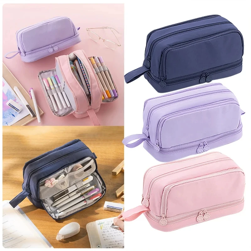 Estuche para lápices de gran capacidad, estuches para lápices bonitos para estudiantes, estuche grande para bolígrafos, caja de almacenamiento para niños y niñas, suministros de papelería para oficina y escuela