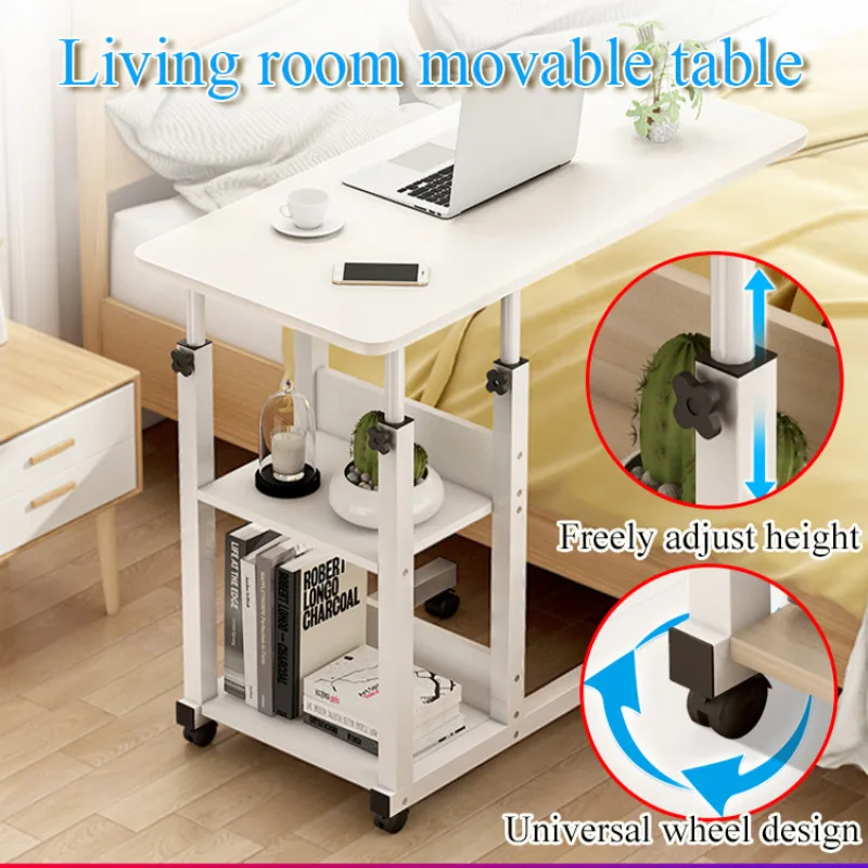 Tavolo da studio multifunzionale per la casa, scrivania pigra, comodino, altezza regolabile, dormitorio, semplice tavolo di sollevamento mobile per computer con ruota