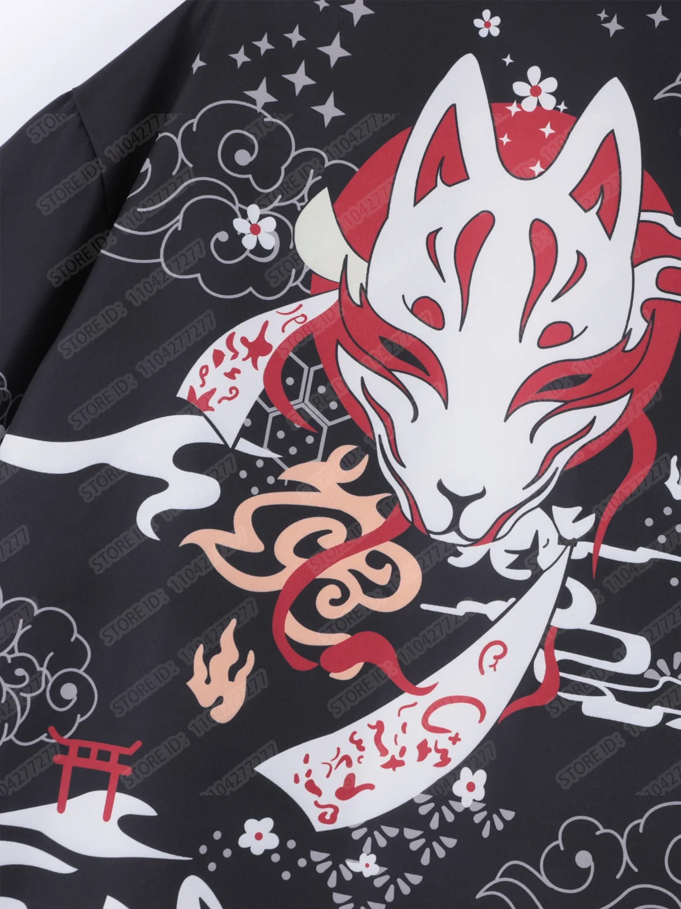 Maska lisa z nadrukiem Kimono mężczyźni tradycyjne japońskie kimono kobiety Haori Yukata 3/4 rękaw otwarty przód płaszcz Kimono mujer unisex