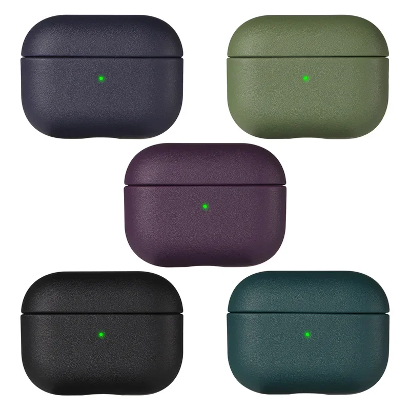 Funda de cuero de grano para AirpPods Pro 2 para Airpods Pro 3 funda Airpods 4 3 Apple accesorios para auriculares Bluetooth máquina protectora