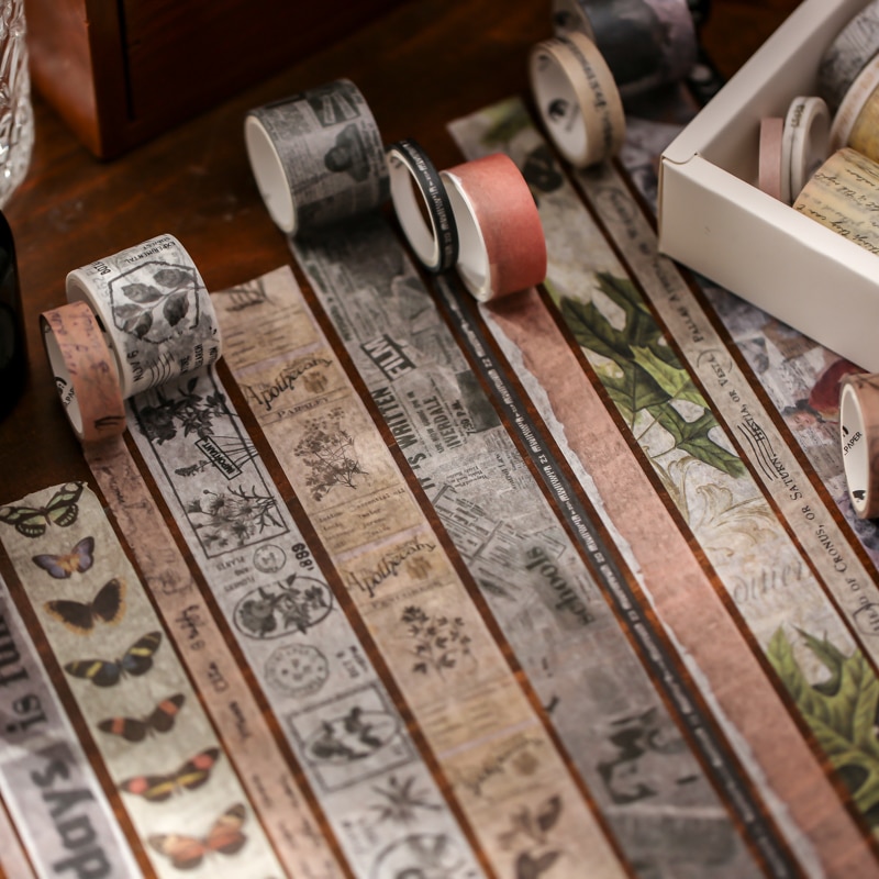 Dekoratives Washi-Tape-Set im Vintage-Western-Schmetterling und Charakter mit Handkonto, 20 Rollen/Karton