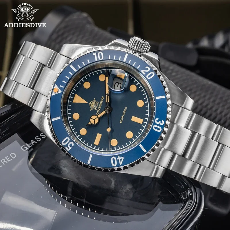 ADDIESDIVE reloj de cuarzo de lujo con calendario, relojes de moda de 41mm, acero inoxidable, 20Bar, buceo, reloj de pulsera superluminoso, AD2054