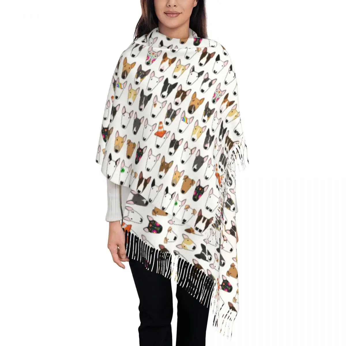 Kunden spezifischer Druck Multi Bull Wiederholung schal Männer Frauen Winter Herbst warme Schals Hunde liebhaber Bull Terrier Schal Wrap