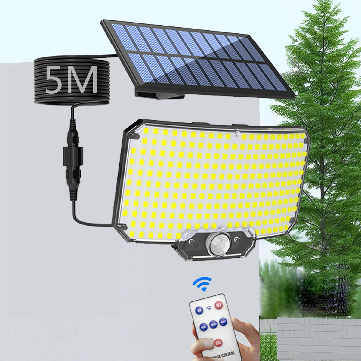 234 luci solari a LED lampade da parete per inondazione di sicurezza con sensore di movimento umano super luminoso per garage cortile giardino